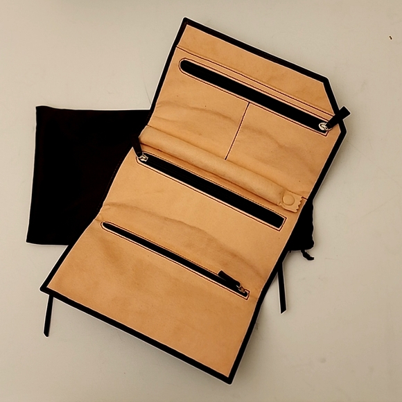 RARE Ippolita Jewelry Travel Holder Case 2Pc  Mahogany Brown Italian Leather NEW - Picture 2 of 12